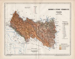 Modrus - Fiume vármegye térkép 1897 (6), lexikon melléklet, Gönczy Pál, 23 x 30 cm, megye, Posner K.