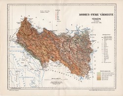 Modrus - Fiume vármegye térkép 1897 (5), lexikon melléklet, Gönczy Pál, 23 x 30 cm, megye, Posner K.