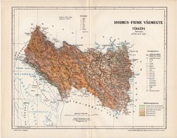 Modrus - Fiume vármegye térkép 1897 (2), lexikon melléklet, Gönczy Pál, 23 x 30 cm, megye, Posner K.