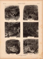 Az aggteleki barlang (2), fametszet 1881, metszet, nyomat, Ország - Világ, baradla, Aggtelek cseppkő