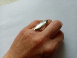 B8 - Fémjelzett 925 ezüst gyűrű gyöngyház berakással