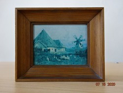 Géza Mészöly (1844-1887) painter's hand-painted copy of the painting titled Village End. Vanneki!