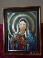 Szűz Mária kép, mérete 21 x x 15,5 cm.