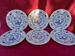 211 6 db  Staffordshire Tableware angol hagymamintás porcelán lapos tányér 26 cm
