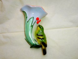  Madár figurával bőségszaru formájú porcelán ibolya váza