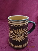 Mázas kerámia sörös kancsó, magassága 12,5 cm. átm 8 cm. 0.5 l Vanneki!