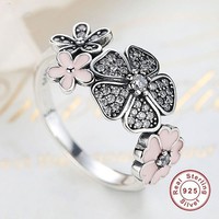 Rózsaszín-ezüst virágos gyűrű  8-as  ÚJ!