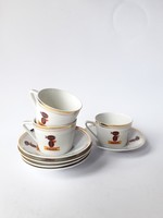 Hollóházi retro porcelán mokkás csészék omnia felirattal és reklámfigurával - eszpresszós kávés