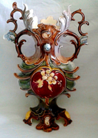 Antik nagyméretű Steidl Znaim  historizáló majolika váza