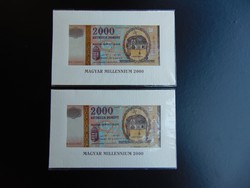 2 darab Millenniumi 2000 forint Sorszámkövető UNC !!!