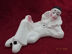 Olasz porcelán figura, Harlequin, Pierrot bohóc, hossza 18 cm. Vanneki!