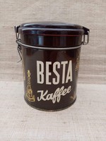 Régi ritka  kávés fém doboz bakelit kapcsos tetővel