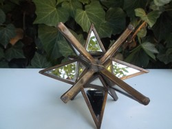 Réz - tükör - csillag -  gyertyatartó - és vagy dekoráció -  karácsonyfadísz - 12 x 10 cm - hibátlan