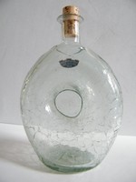 Skandináv design (Stockholm Glasbruk) repesztett üveg, flaska