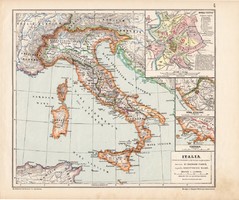 Itália térkép (2), kiadva 1913, Roma Vetus, eredeti, atlasz, történelmi, Kogutowicz Manó, történelmi
