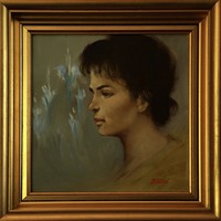 Portrait of József Kalcsó, 20x20cm, oil, wood fiber