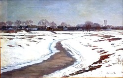 Szlányi Lajos (1869 - 1949): Téli táj Szolnoknál