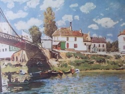 Sisley gyönyörű impresszionista festményének reprodukciója 57x77 cm