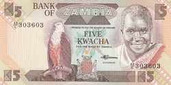 Zambia 5 kwacha, 1986, UNC bankjegy