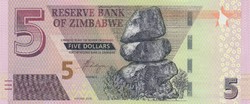 Zimbabwe 5 dollár, 2020, UNC bankjegy