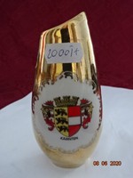 EIGL minőségi  porcelán Ausztria, aranyozott váza, karnteni emlék. Vanneki!