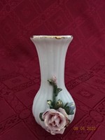 Német porcelán váza, rózsa mintával, magassága 11 cm. Vanneki!