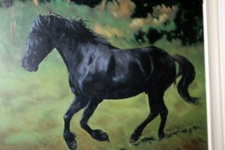 Szignált lovas festmény 781