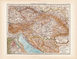 Osztrák - Magyar Monarchia térkép 1912, német, atlasz, 44 x 56 cm, Moritz Perles, áttekintő