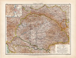 Magyarország és Galícia térkép 1912, német, atlasz, 44 x 56 cm, Moritz Perles, Budapest, Erdély