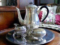 Valódi angol elegancia, ezüstözött különlegesség, tea, kávé szerviz szett, klasszikus fazon  