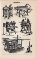Könyvkötészet I., II., egyszín nyomat 1893, német, eredeti, könyv, gép, betű, ólom, nyomtatás