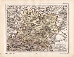 Alsó - Ausztria térkép 1885, eredeti, német nyelvű, osztrák atlasz, Kozenn, Európa, Bécs, monarchia