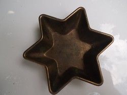 Réz - sárgaréz - vastag - tömör - csillag alakú tálka - 14 x 14 x 4 cm - hibátlan
