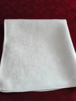 Antique damask napkin, crowned, monogrammed, 50 x 47 cm