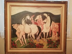 A szabin nők elrablása,Kádár Béla után szabadon - nagy méretű festmény 