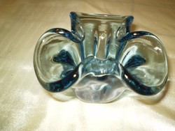 Kékesszürke formázott nehéz üveg váza vagy hamutartó hibátlan régi