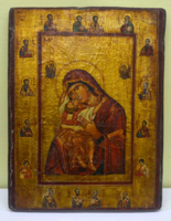 Nagyméretű gyönyörű, fatáblára festett ikon, finom kézi munka 49*37 cm