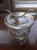 Art deco/Retro jénai tojásfőző, desszert szervírozó-vastag üvegfalú design tárgy