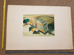 Csavlek András különleges utánfutó-lakókocsi terve (II.), akvarellel vegyes technikával