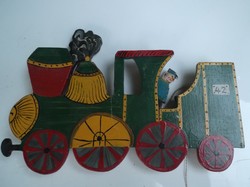 Moving - wood - locomotive - large - work of Austrian toy master - wall mounted - 22 x 12 cm