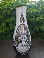  Jurcsák László tervezésű Hollóháza porcelán váza - 25 cm 