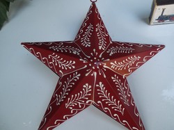 Fém - 3 D - óriás- csillag - 20 x 4 cm - függeszthető - két lemezből - két oldalán festett - Osztrák