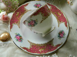 Coalport Montrose Pink angol csésze és süteményes tányér