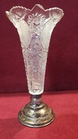 Tavaszváró akció 50%! Antik kristály üveg váza ezüstözött talppal 275.