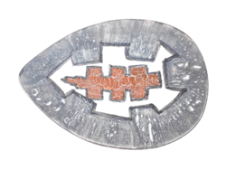 Kerezsi Gyöngyi nagyméretű falitálja - retro kerámia falidísz, iparművész falitányér