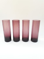 4 db lila színű Karcagi (Berekfürdői) fátyolüveg pohár - színes retro üveg poharak
