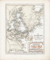 Német - tenger térkép 1850, eredeti, német, atlasz, 27 x 33 cm, Britannia, Németország, óceán, hajó