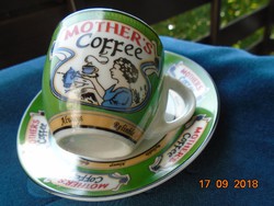 "Mother's coffee" Retro mokkás csésze alátéttel