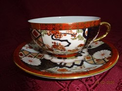 Japán porcelán teáscsésze + alátét. Az átlátszó pohár alján női arc látható, sz: 003697. Vanneki!