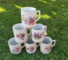 6 pcs zsolnay flower mug, mugs, mug collection, violet, nostalgia piece, peasant decoration
